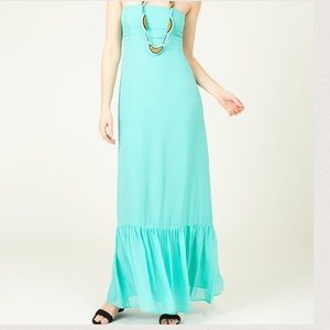 [calypso st. barths] turquoise silk maxi dress